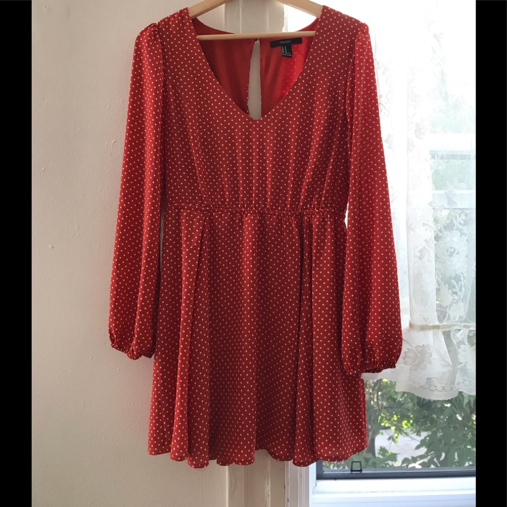 forever 21 red polka dot cinched dress